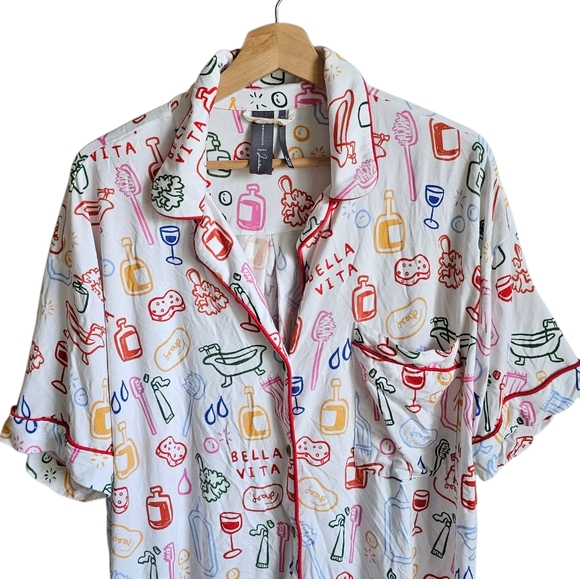 Anthropologie Colorful Patterned Womens Pajama Shirt Size Large - Picture 3 of 8